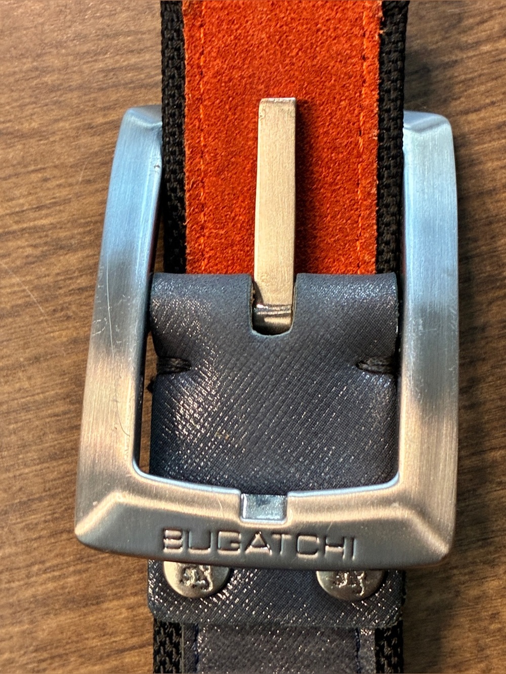 Bugatchi LEATHER BELT Green Made in Italy 38.5 Inches Long Silver Buckle